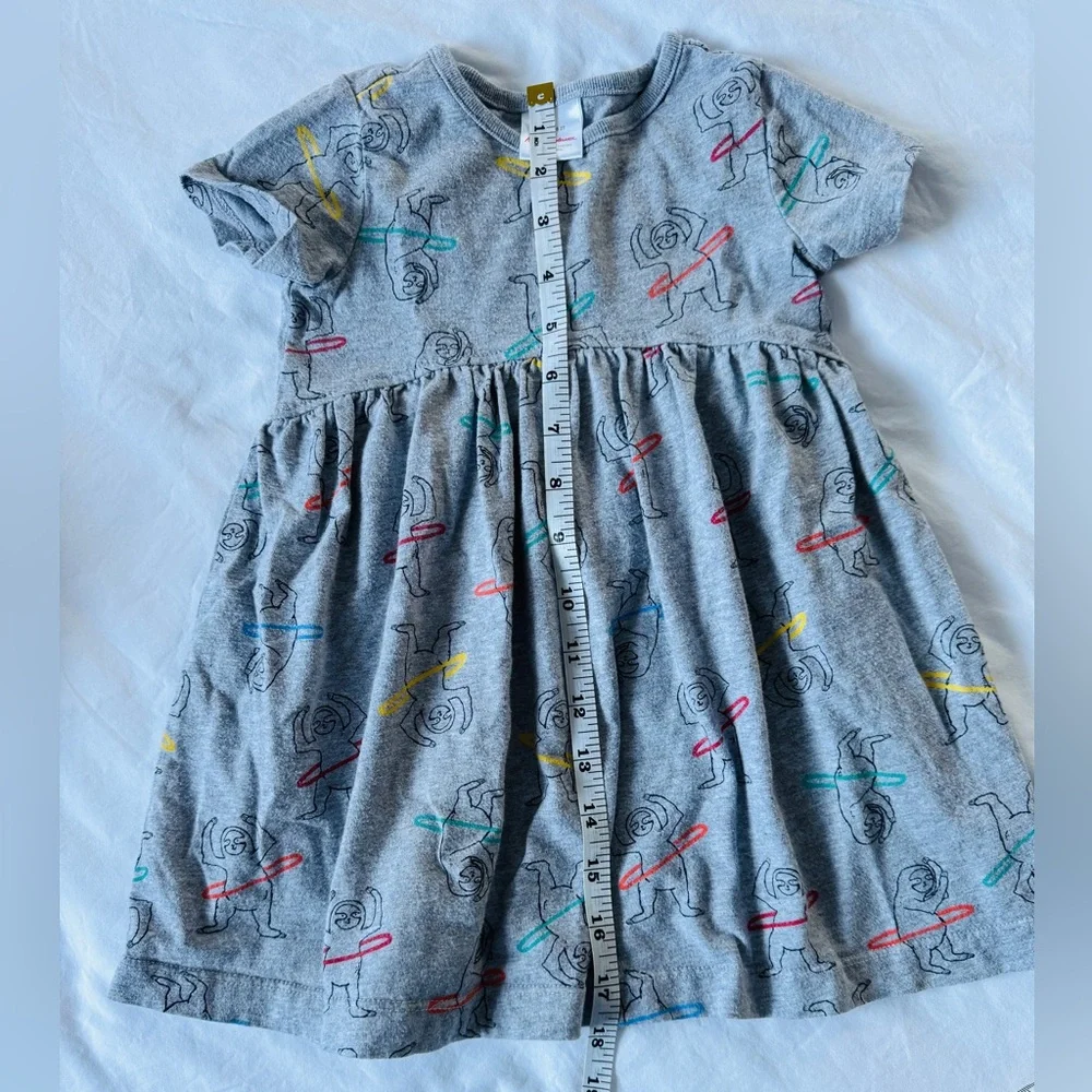 Hanna Andersson Sloth Hula Hoop Short Sleeve Organic Cotton Gray Dress Size 2